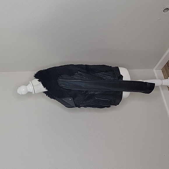 Kut from the Kloth Black Faux Fur Moto Jacket - Picture 2 of 13